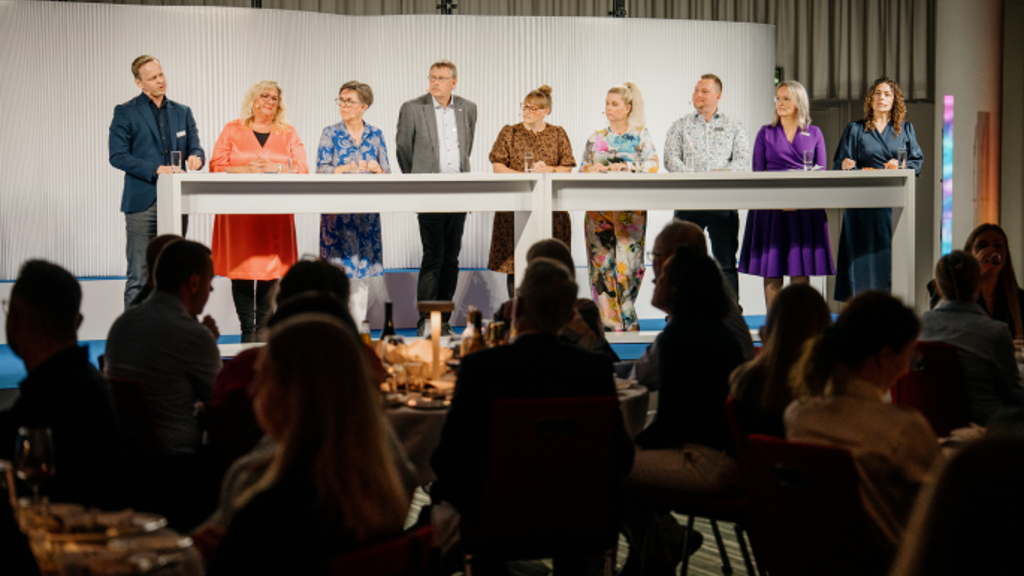 Finansforbundet i Nordeas generalforsamling 2024 - bestyrelsen på podiet
