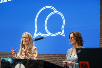Kirsten Ebbe Brich og Bente Bang byder velkommen til generalforsamling i Finansforbundet i Danske Bank