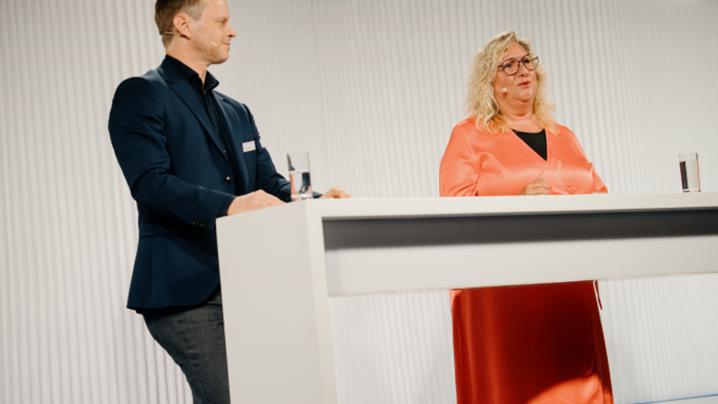 Finansforbundet i Nordeas generalforsamling 2024 - formand Kasper Skovgaard Pedersen og næstformand Mette Balck Mejlby