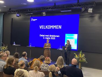 Kirsten Ebbe Brich og Bente Bang byder velkommen til Debat med direktionen