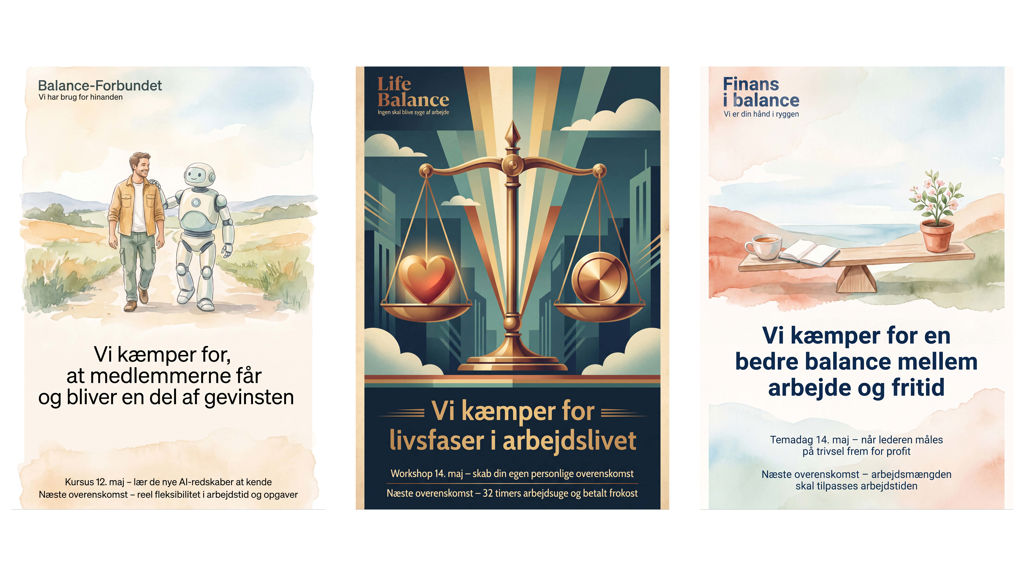 plakater om fremtidens fagforening