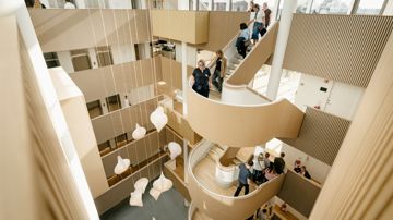 Indvendigt vue over det nyistandsatte Finansforbunds hus