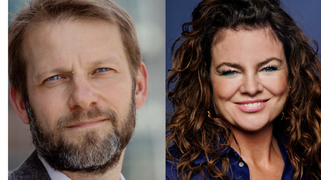 Dennis Nørmark og Julia Lahme taler på medlemsmøder i Finansforbundet i Danske Bank